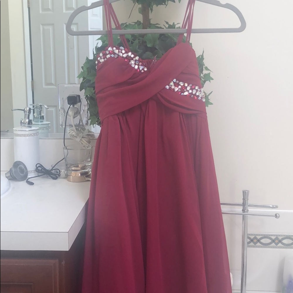 Girls Red Gown with Rhinestones